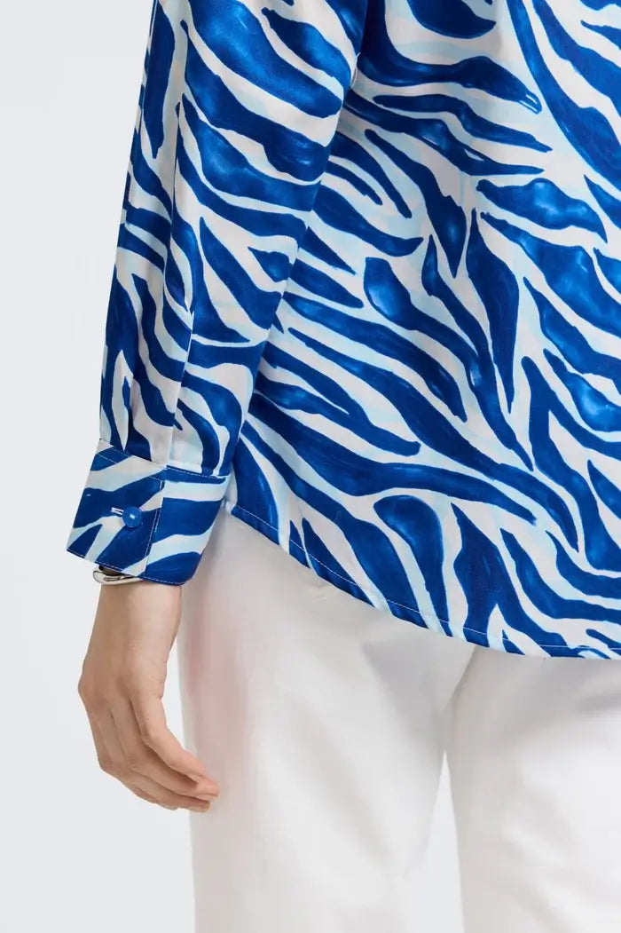 Back detail view of Foxcroft Zoey Tonal Zebra Shirt.