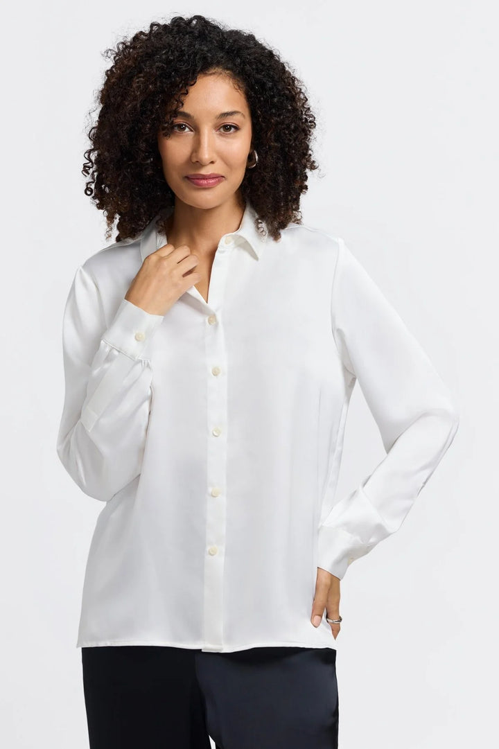 Foxcroft Bianca Beyond Silk Shirt in Ecru
