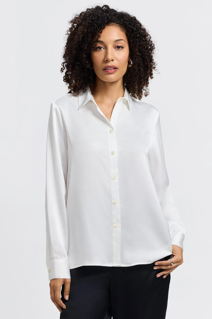 Foxcroft Bianca Beyond Silk Shirt in Ecru