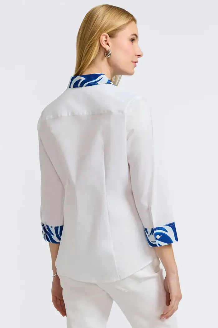 Back View of Foxcroft Luna Tonal Zebra Blouse.