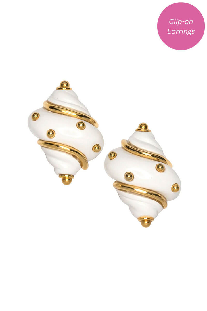 Kenneth Jay Lane White Shell Clip Earring