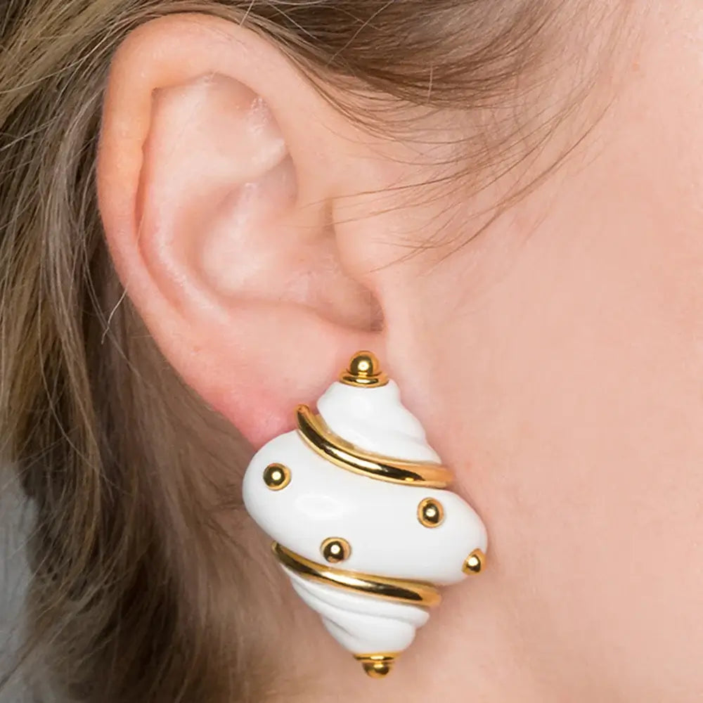 Kenneth Jay Lane White Shell Clip Earring