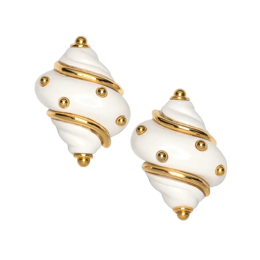 Kenneth Jay Lane White Shell Clip Earring