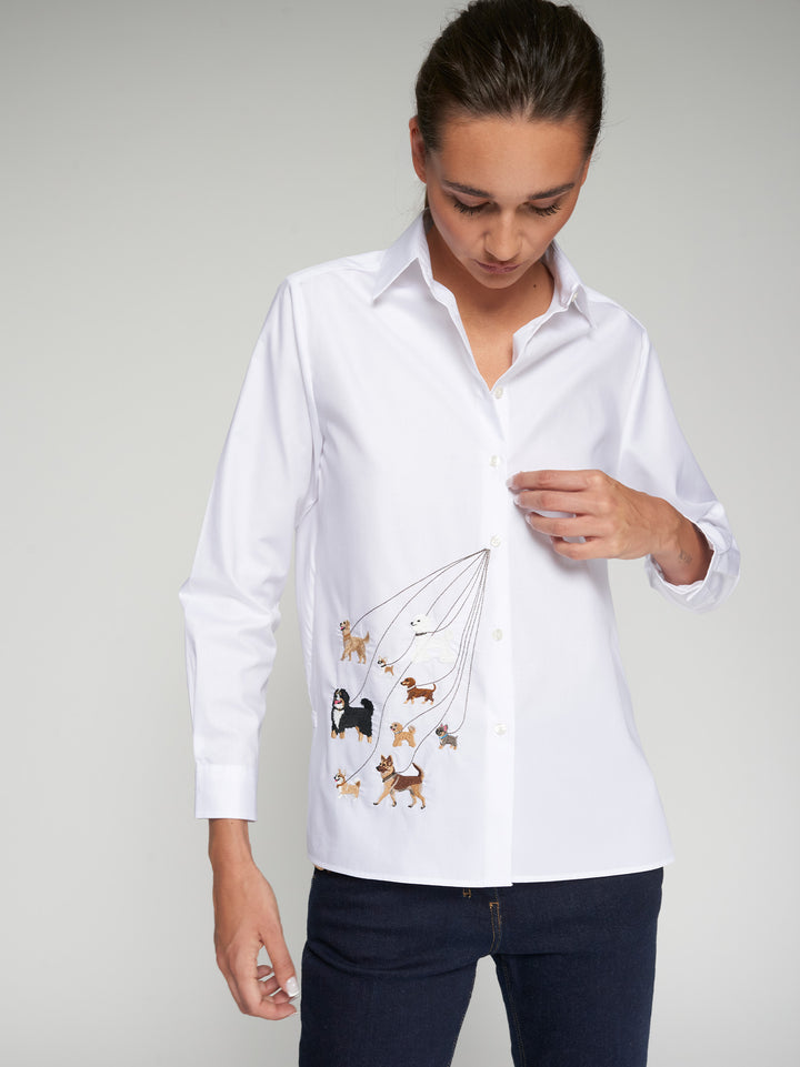 Vilagallo White Shirt with Dog Illustration - Mildred Hoit