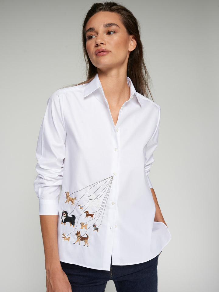 Vilagallo White Shirt with Dog Illustration - Mildred Hoit