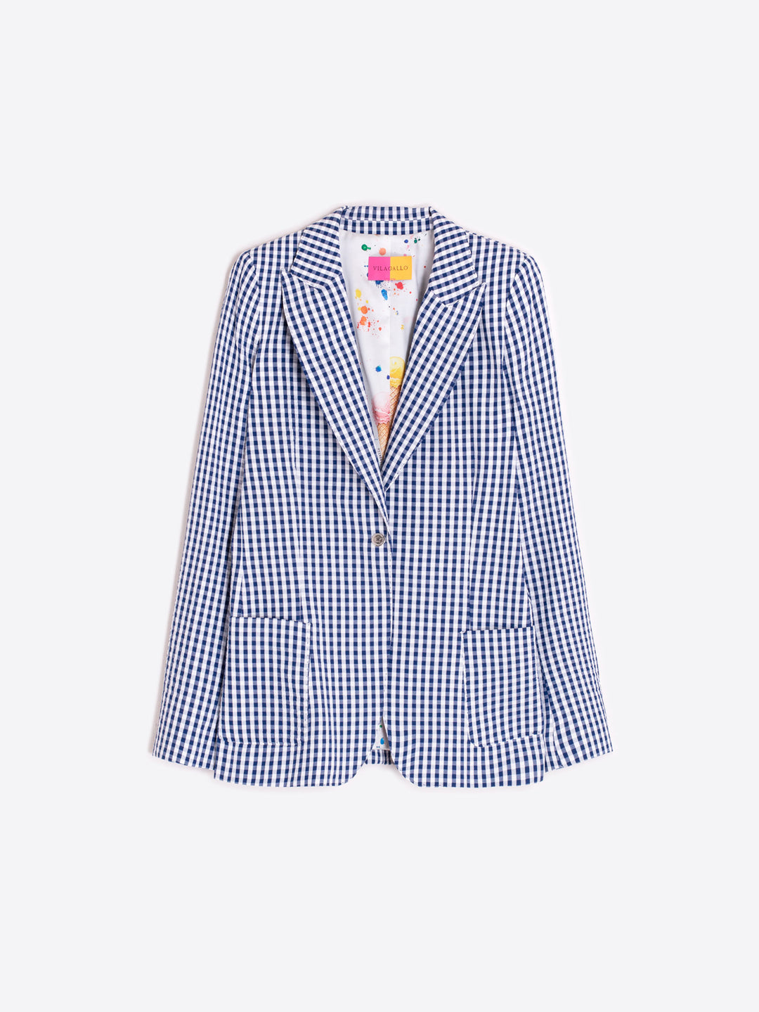 Vilagallo Blue & White Gingham Blazer - Mildred Hoit