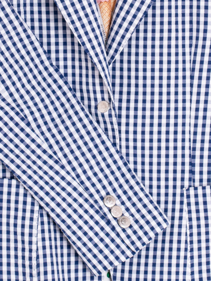 Vilagallo Blue & White Gingham Blazer - Mildred Hoit