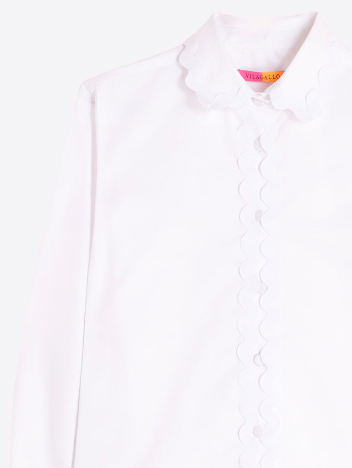 Vilagallo White Wave-Edge Shirt - Mildred Hoit