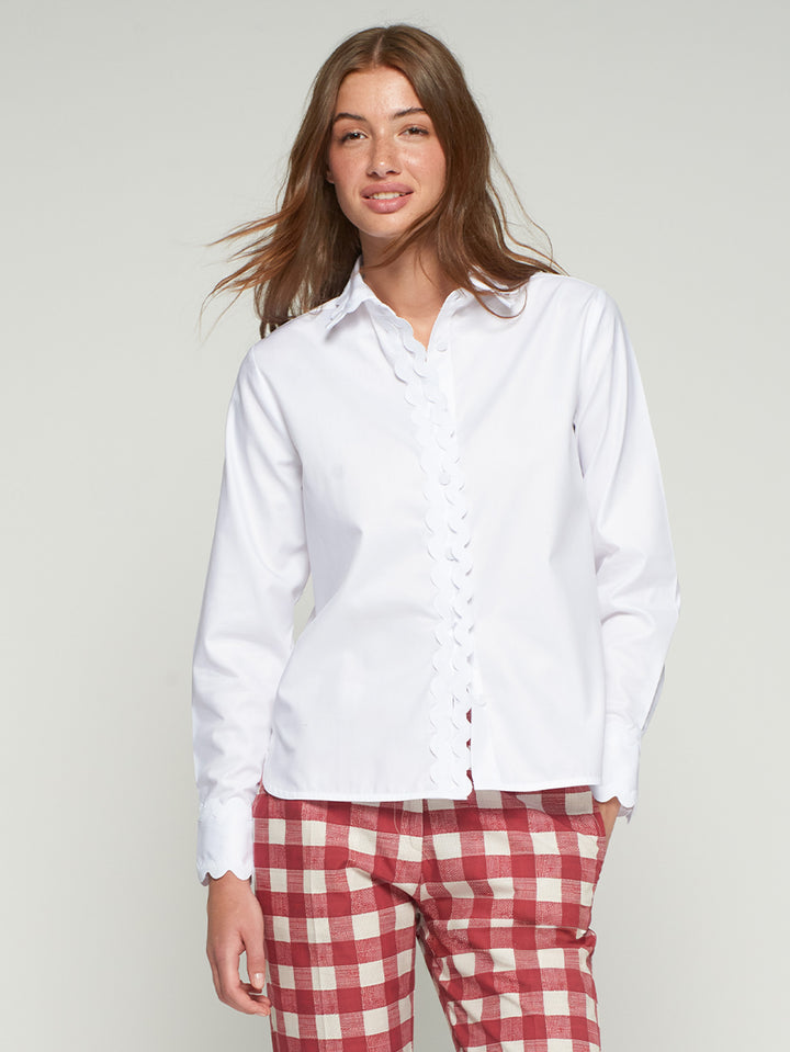 Vilagallo White Wave-Edge Shirt - Mildred Hoit