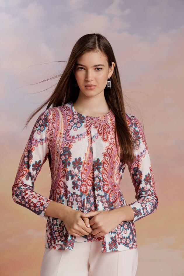 Paisley Printed Twinset in Coral - Mildred Hoit