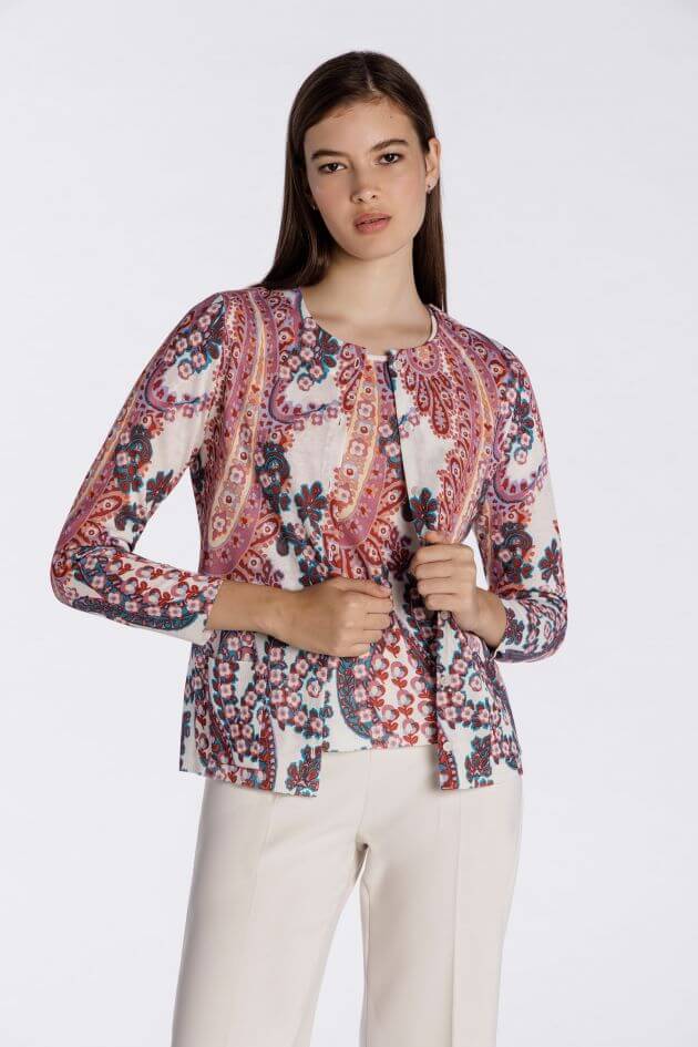 Paisley Printed Twinset in Coral - Mildred Hoit