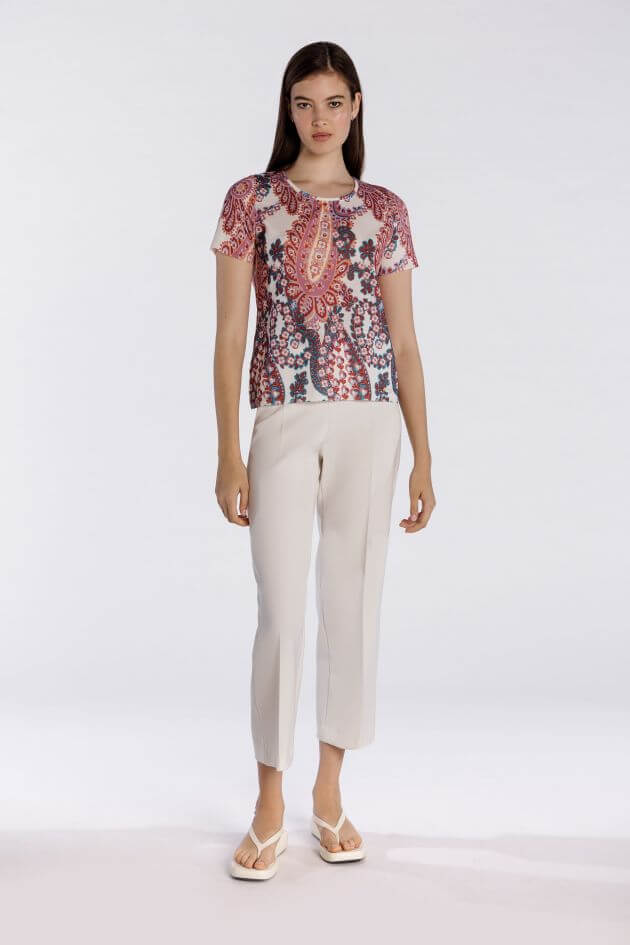 Paisley Printed Twinset in Coral - Mildred Hoit