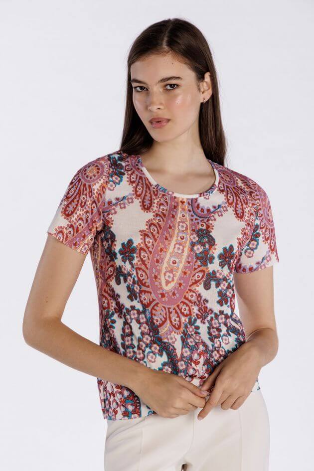 Paisley Printed Twinset in Coral - Mildred Hoit