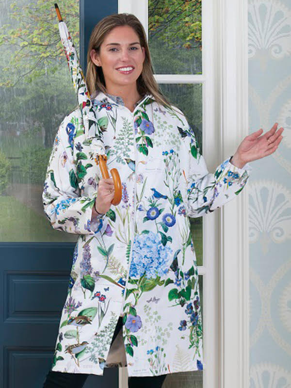 Floral Raincoat in Moody Blues - Mildred Hoit