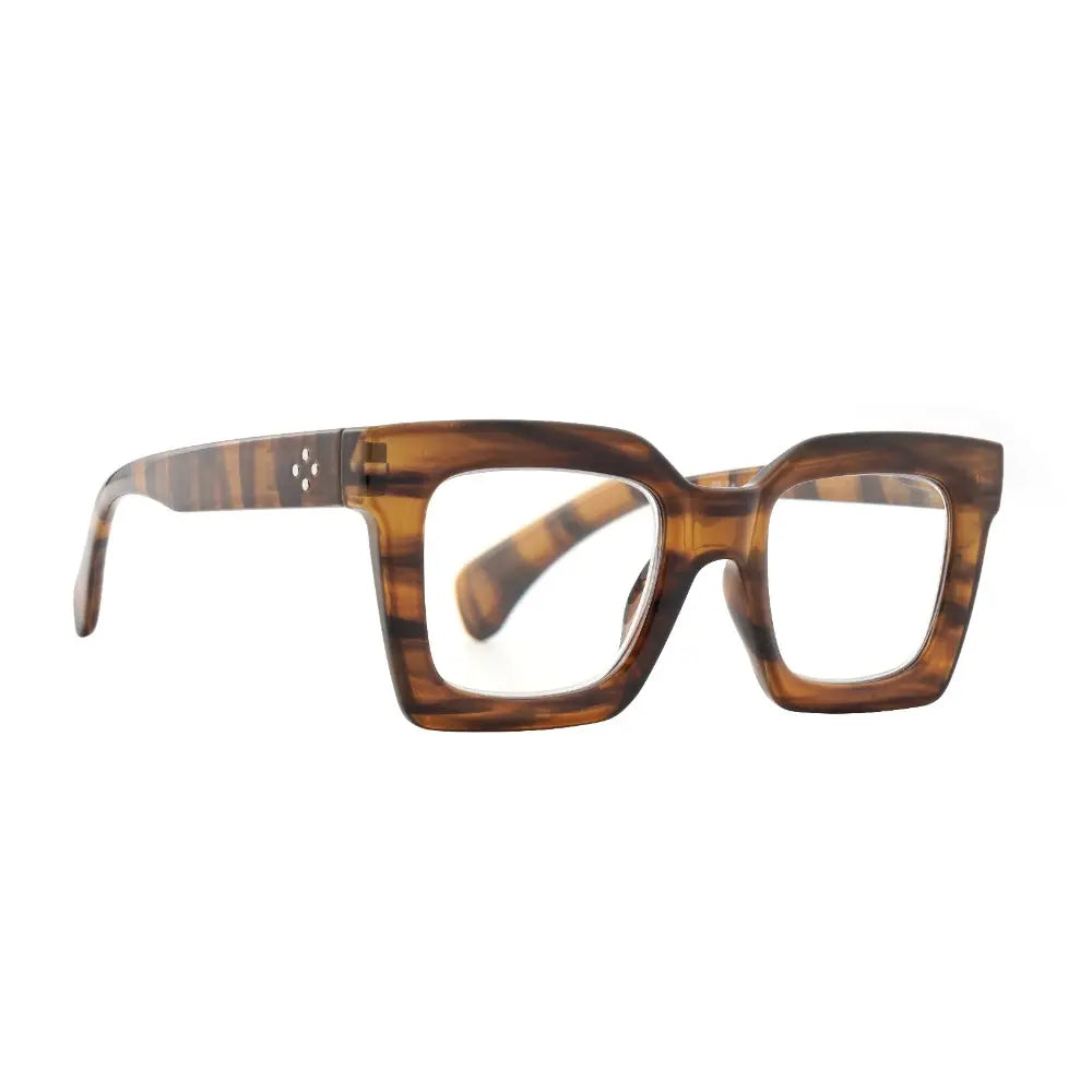 Fiona Blue Light Readers in Striped Brown - Mildred Hoit