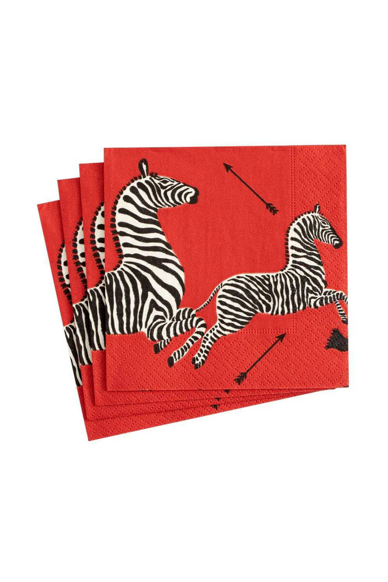 Zebra and Black Matisse Paper Cocktail Napkins - Mildred Hoit