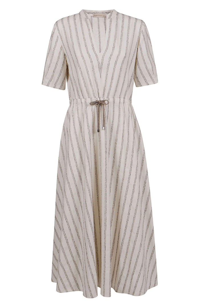 Purotatto Striped Drawstring Dress - Mildred Hoit