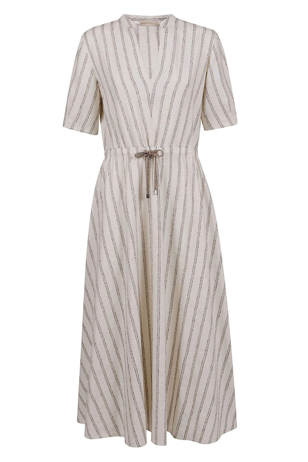 Purotatto Striped Drawstring Dress