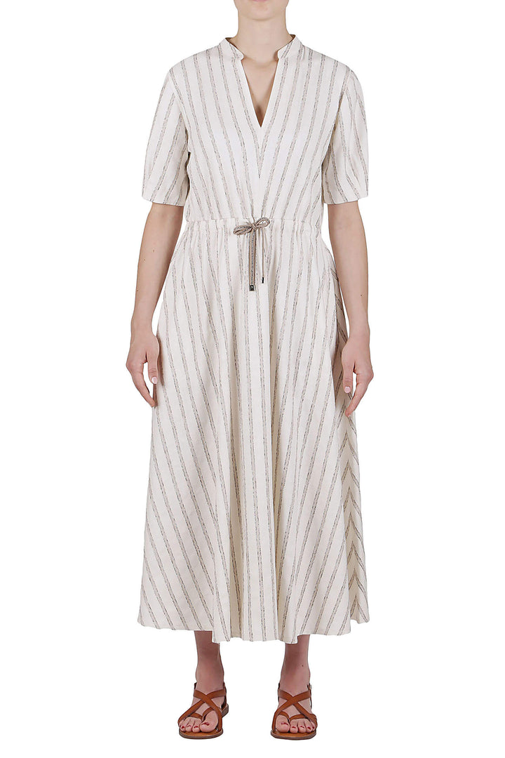 Purotatto Striped Drawstring Dress - Mildred Hoit