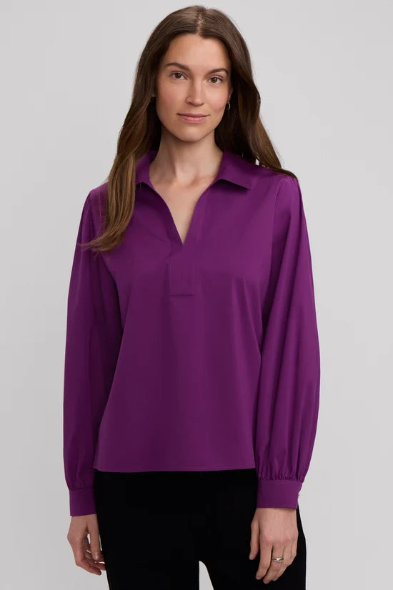 Foxcroft Alix Long Sleeve Shirt in Fig