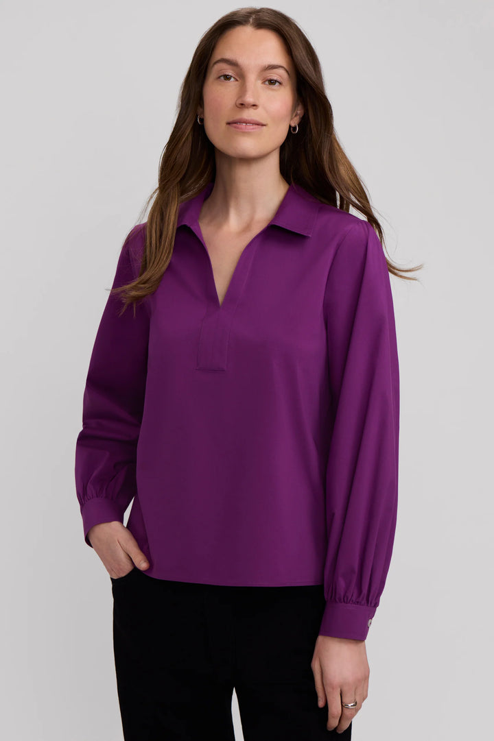 Foxcroft Alix Long Sleeve Shirt in Fig