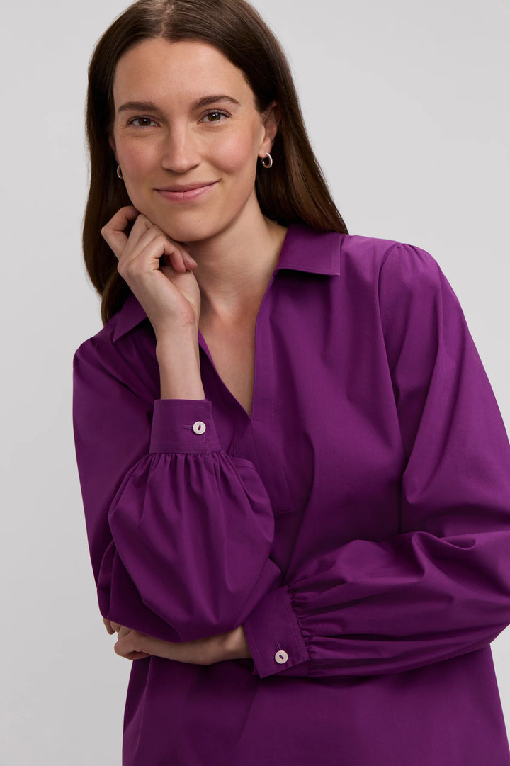 Foxcroft Alix Long Sleeve Shirt in Fig