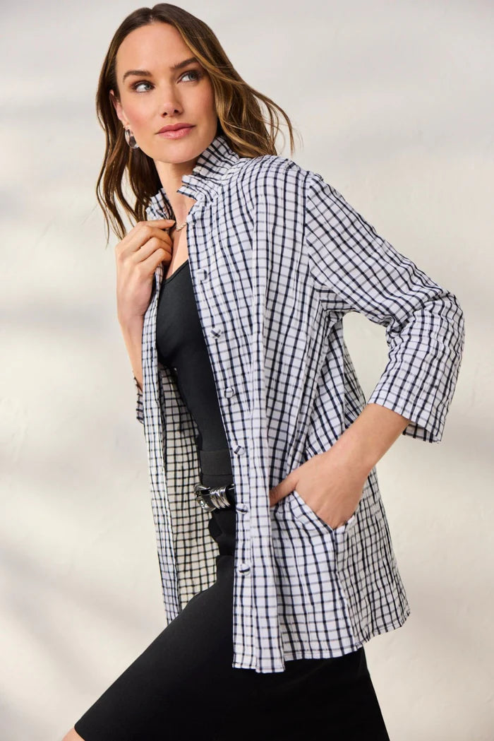 Foxcroft Carolina Jacket in White & Black available at Mildred Hoit in Palm Beach.