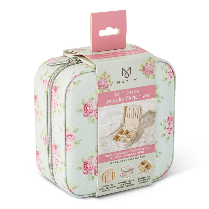 Mini Travel Jewelry Organizer in Vintage Mint Floral