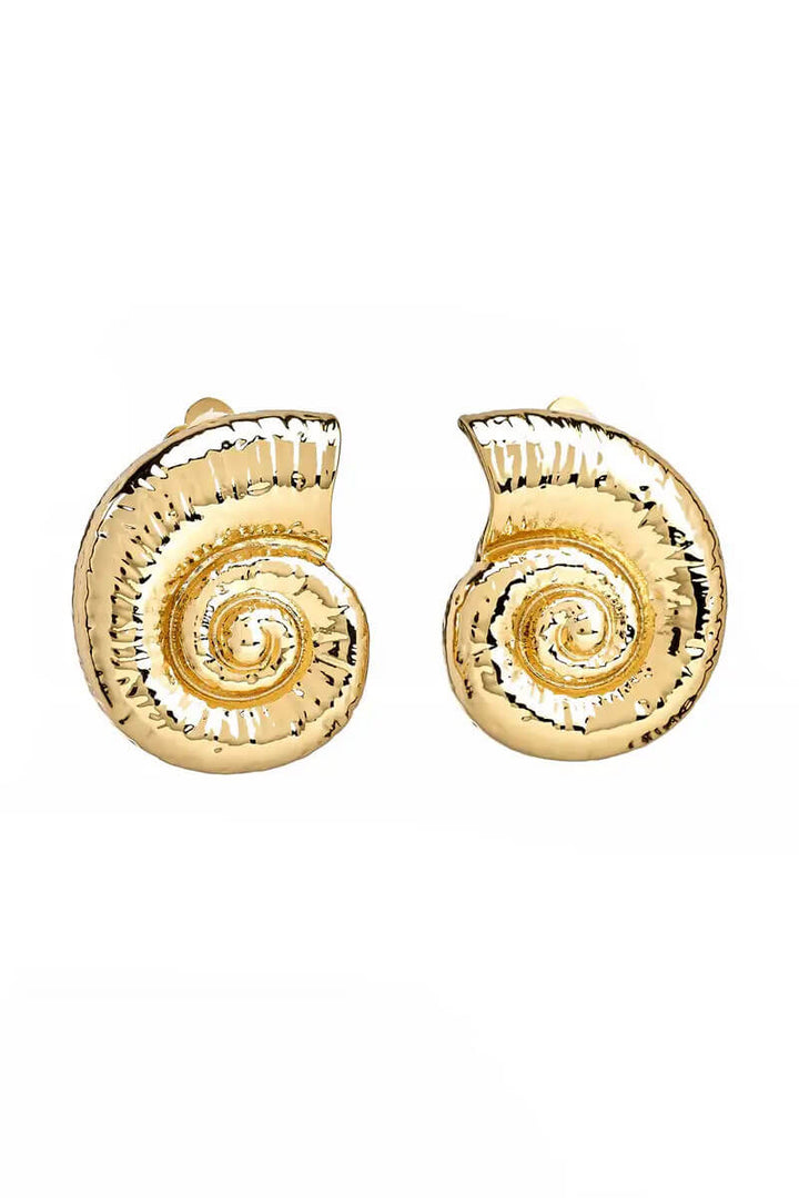 Kenneth Jay Lane Gold Shell Clip-On Earrings