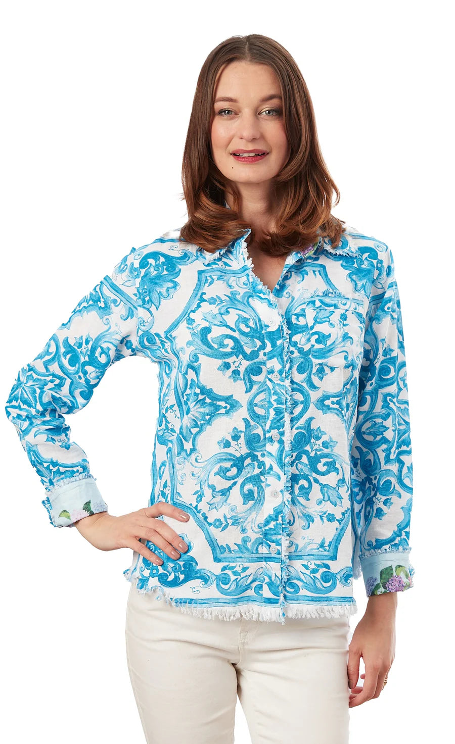 Cape Cod Tunic in Turquoise Tile Print