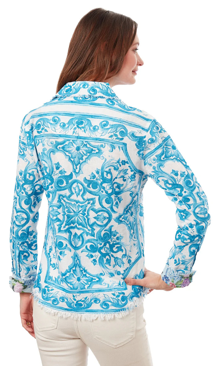 Cape Cod Tunic in Turquoise Tile Print