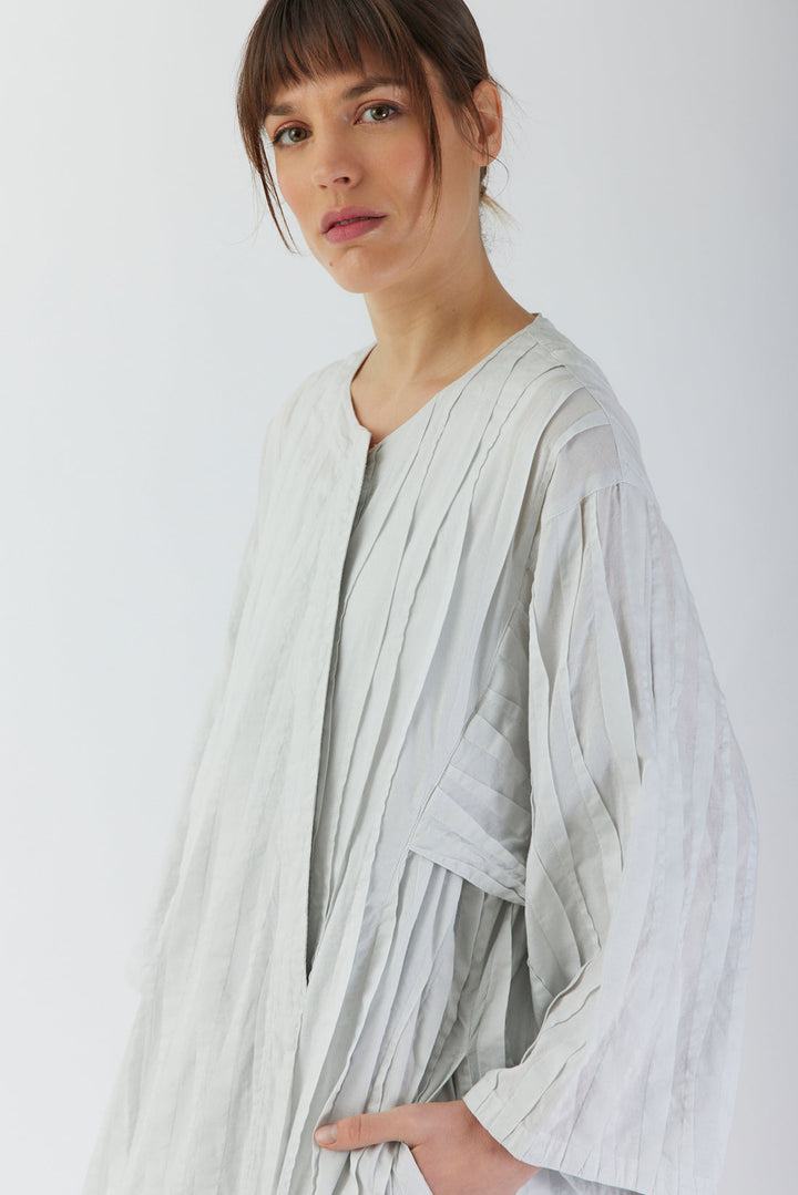 Yacco Maricard Hokusai Kimono Coat in White Silver - Mildred Hoit