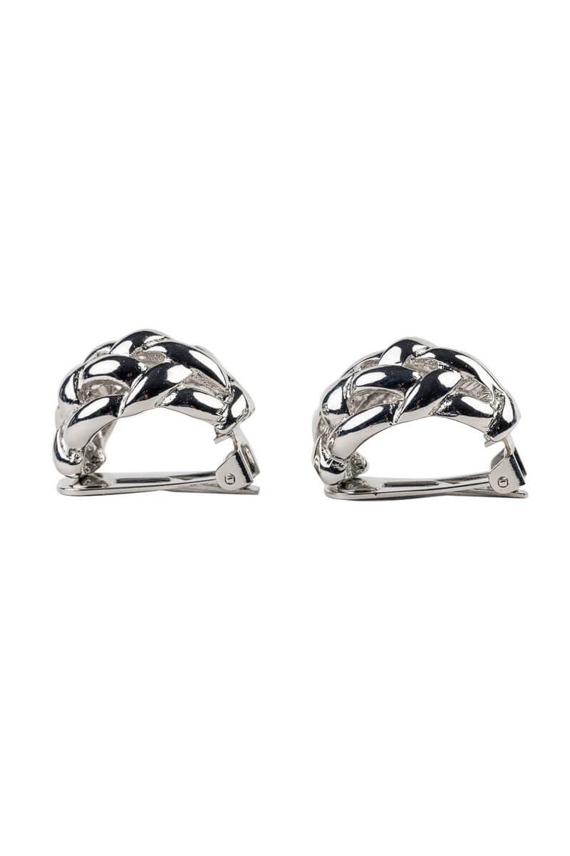 Kenneth Jay Lane Silver Weave Dome Clip Earrings