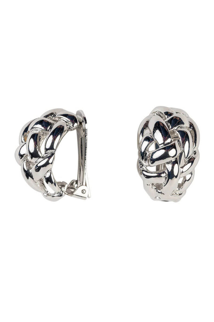 Kenneth Jay Lane Silver Weave Dome Clip Earrings