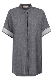 Purtatto Charcoal Grey Linen Top available at Mildred Hoit in Palm Beach.