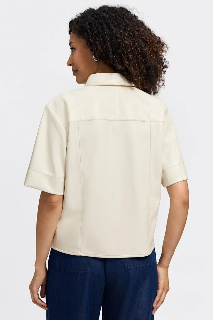Foxcroft Demi Elbow Sleeve Shirt Jacket in Cream