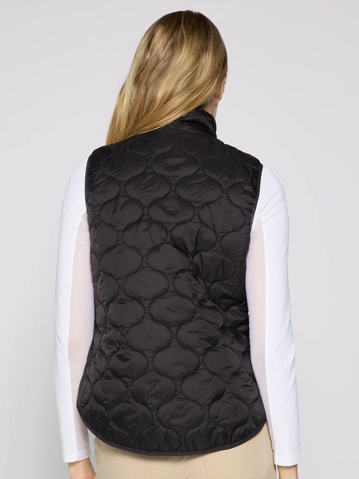 Double Zipper Padded Vest in Black - Mildred Hoit