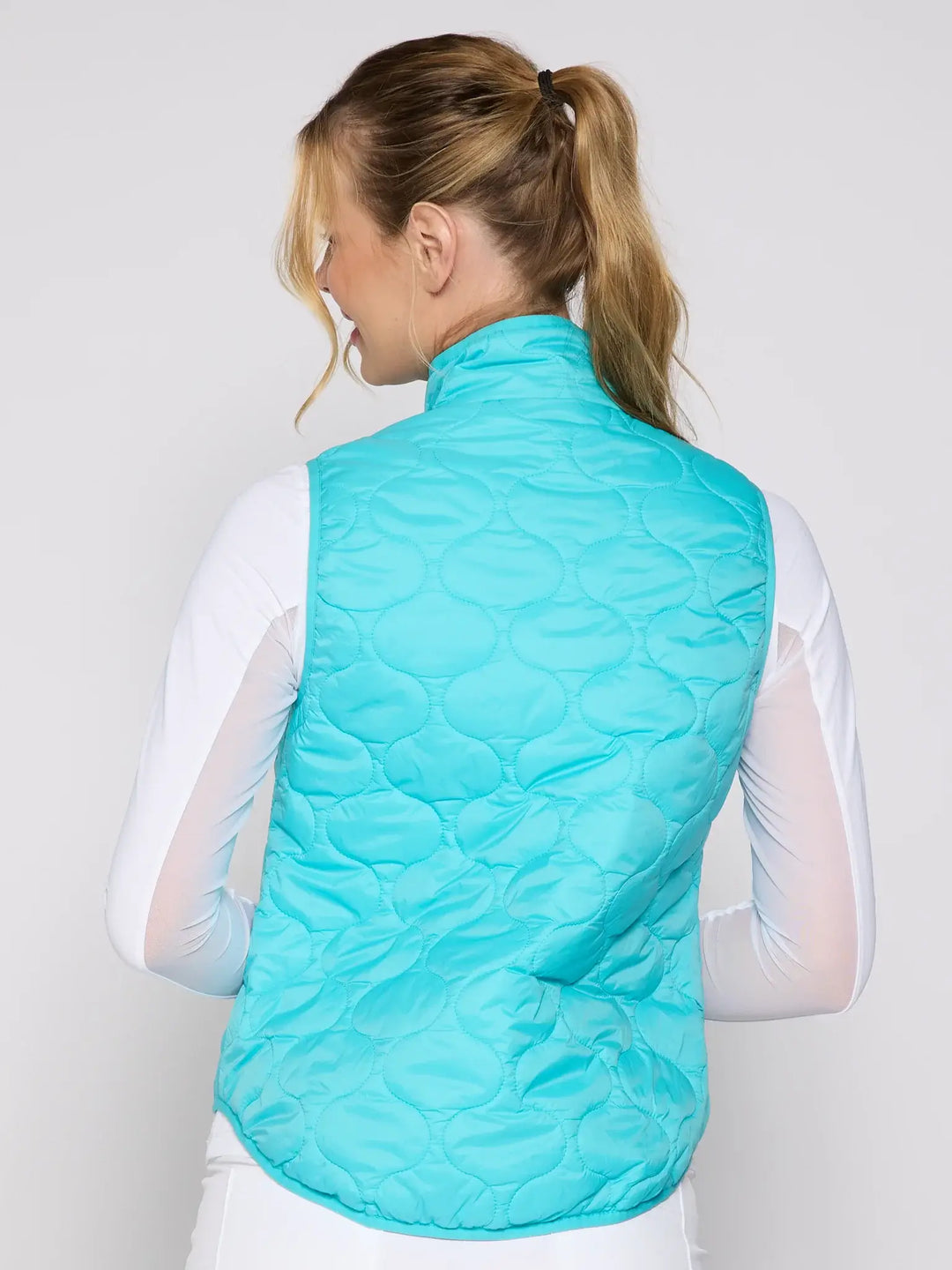 Double Zipper Padded Vest in Caribbean - Mildred Hoit