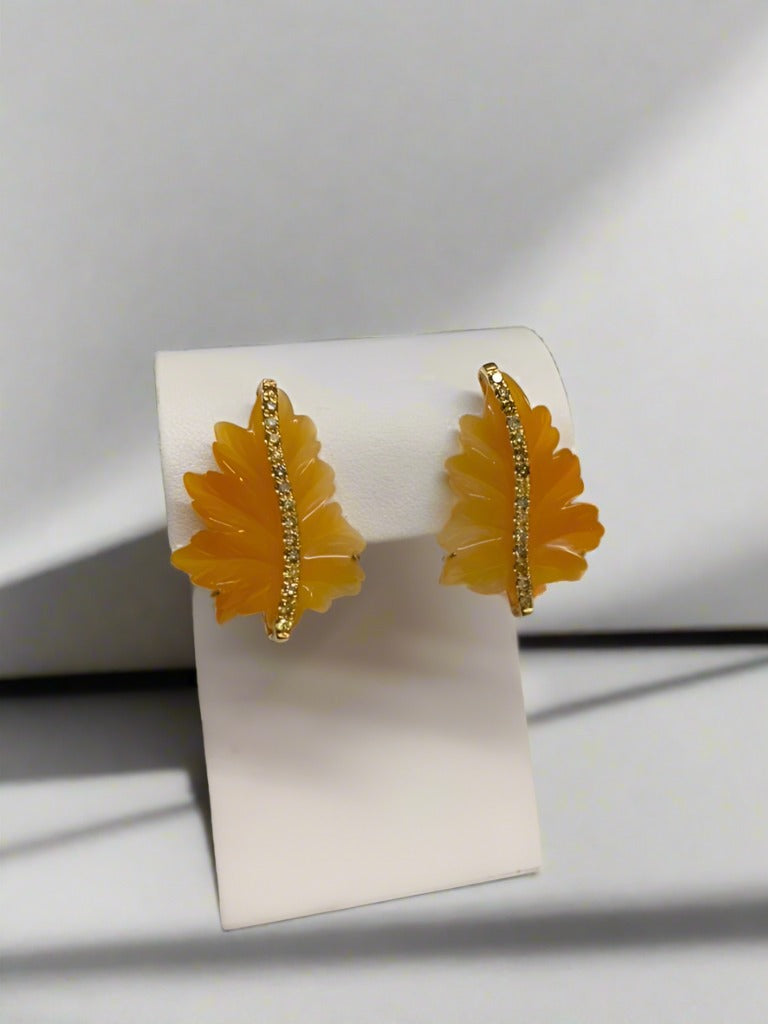 Red Agate and Yellow Diamond Earring - Mildred Hoit