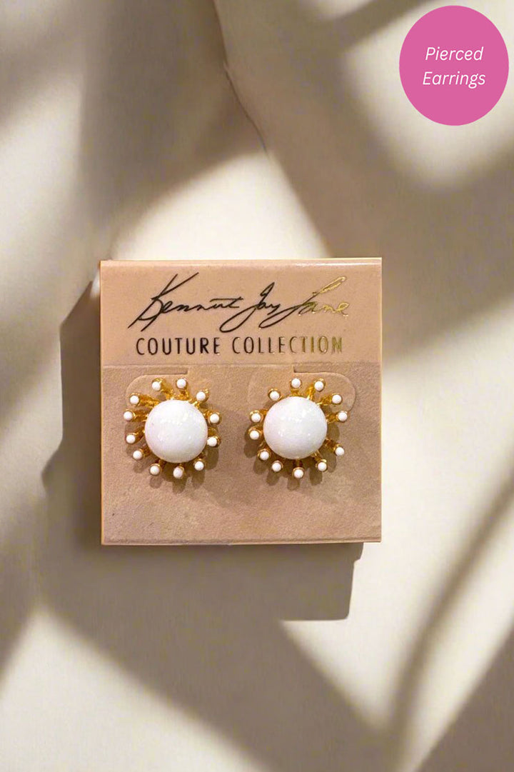 Kenneth Jay Lane White Burst Earrings