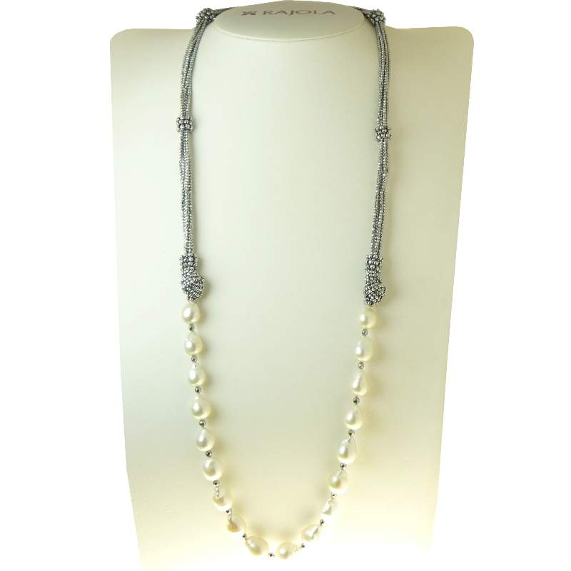 Silver Hematite and Pearl Necklace available at Mildred Hoit in Palm Beach.