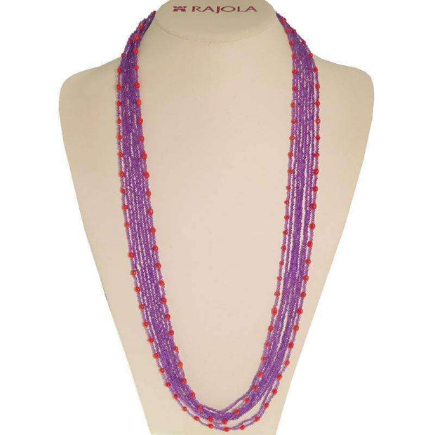 Amethyst and Coral Long Multi-Strand Necklace available at Mildred Hoit in Palm Beach.