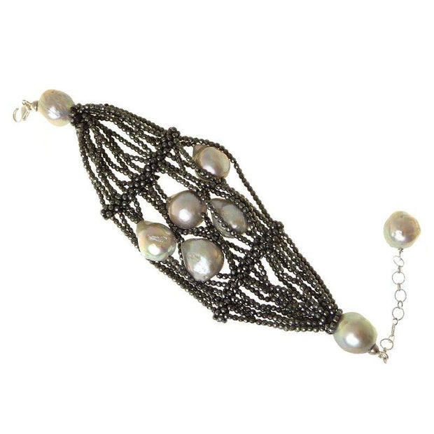 Hematite and Pearl Bracelet available at Mildred Hoit in Palm Beach.