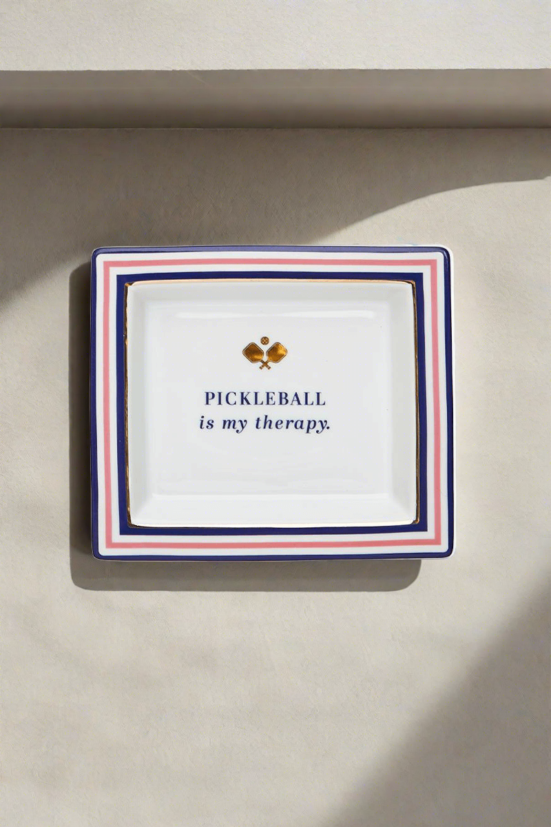 'Pickleball is my therapy.' Ceramic Tray available at Mildred Hoit in Palm Beach.