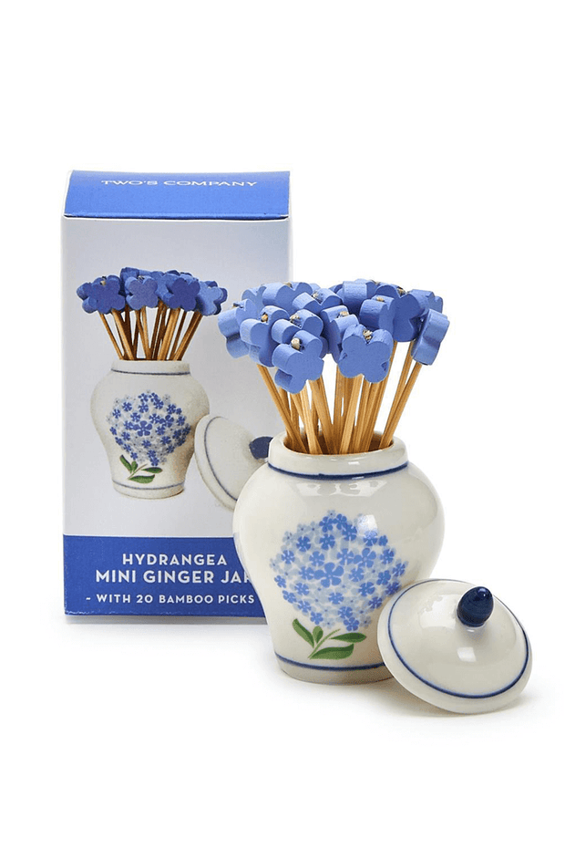Hydrangea Mini Ginger Jar with 20 Picks available at Mildred Hoit in Palm Beach.