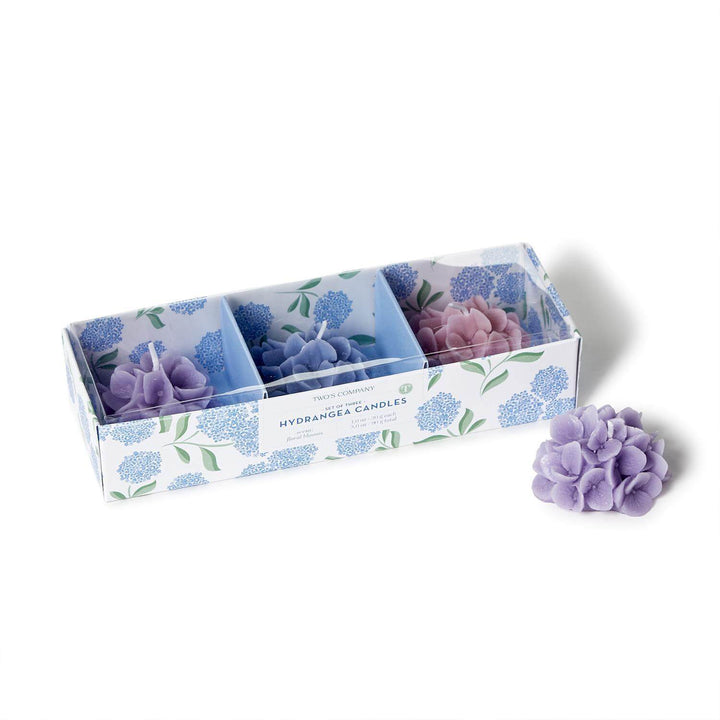 Hydrangea Set of 3 Floral Blooms Scented Candles in Gift Box