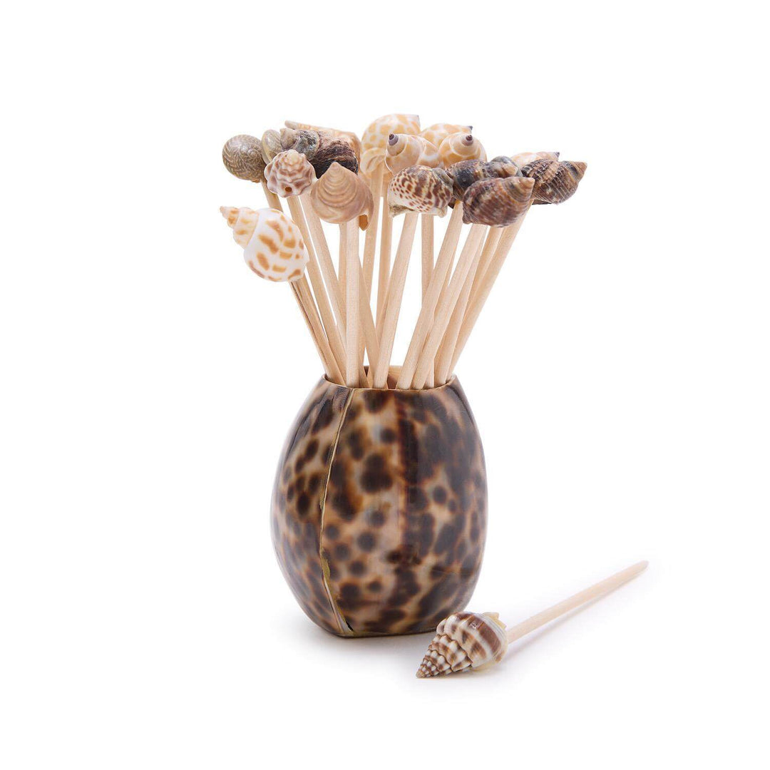 Tiger Cowrie Shell w/20 Asst Sea Shell Picks