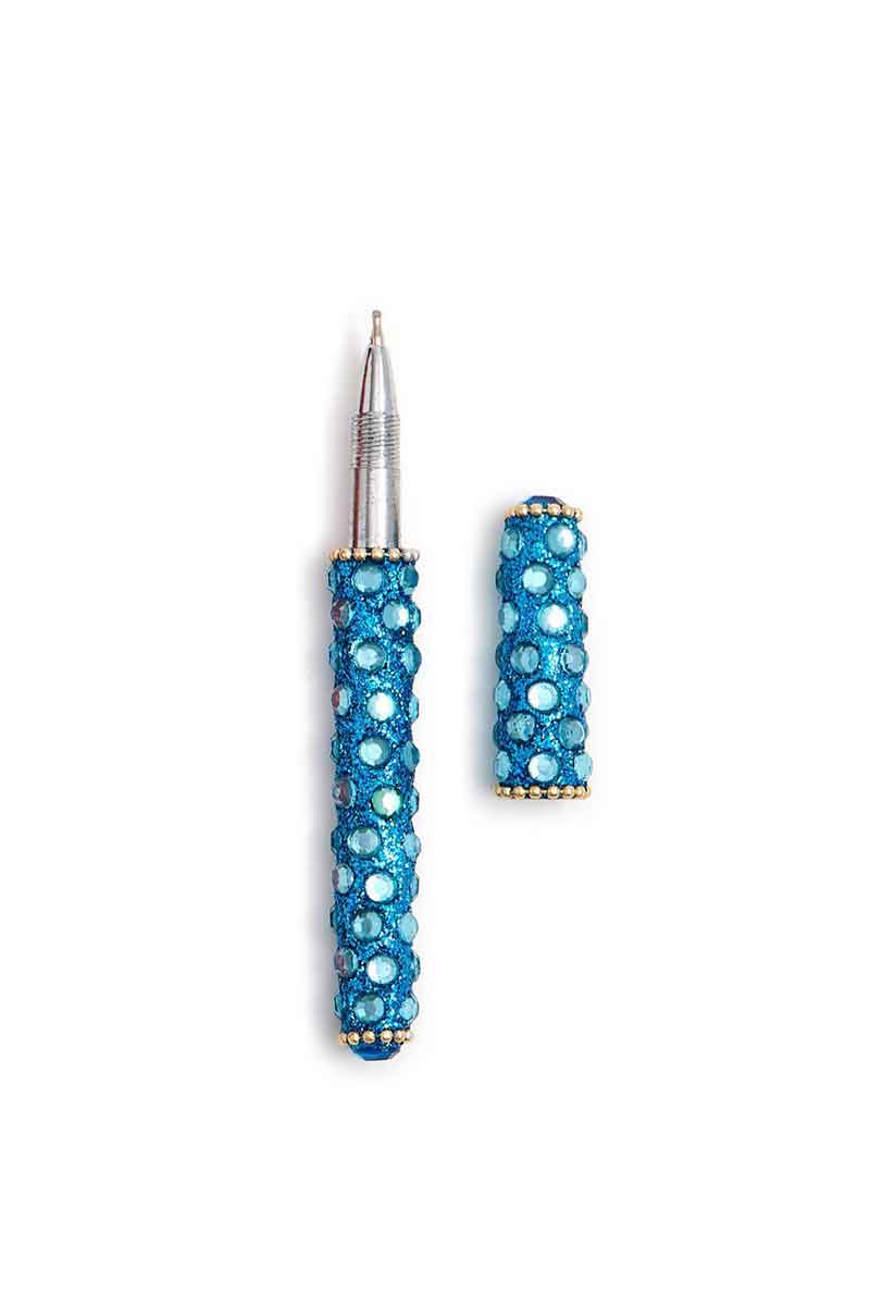 Sparkling Jewel Mosaic Pen in Aquamarine - Mildred Hoit