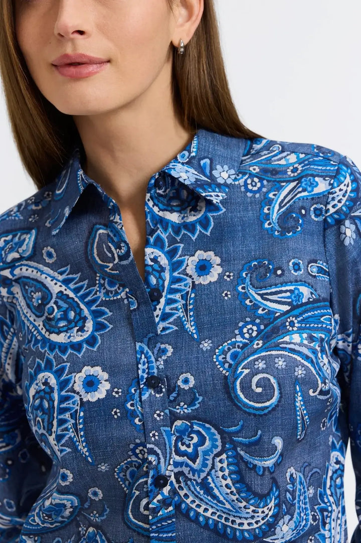 Foxcroft Hampton Shirt in Blue Multi