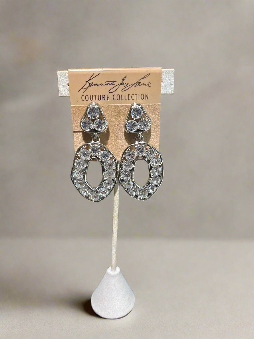 Kenneth Jay Lane Silver and Crystal Drop Earring